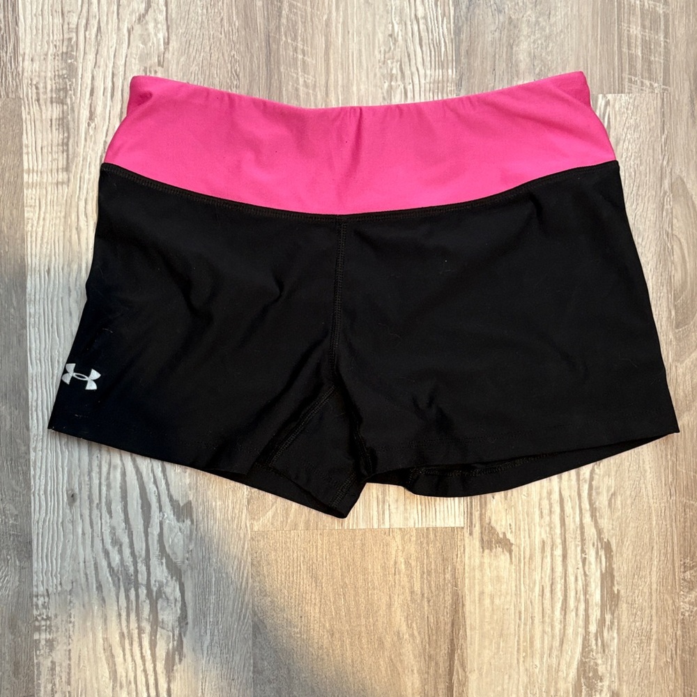 Under Armour Women's Black Shorts with Pink Waistband